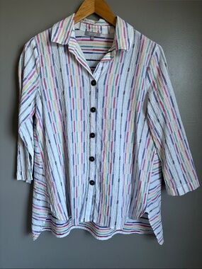 Habitat multicolor striped button-down shirt * sz M * 99% cotton